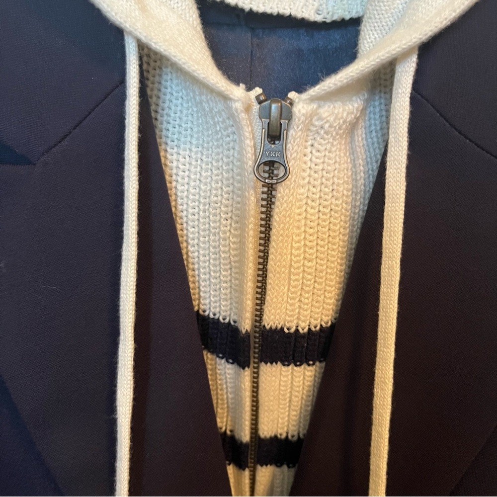 EVEREVE Navy White Removable Dickey 2 Button Dawson Blazer Sz XS Like New Preppy - Picture 6 of 15
